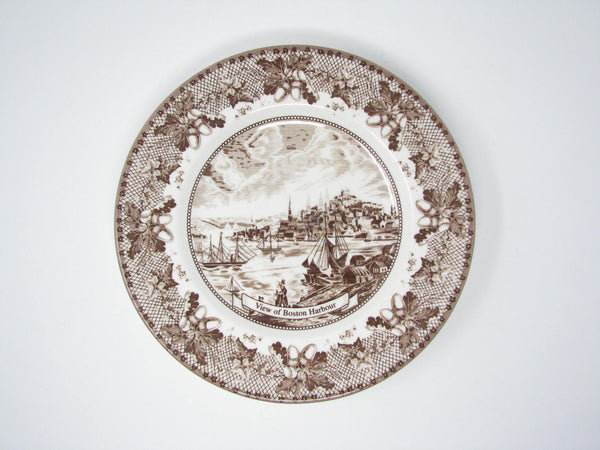 edgebrookhouse - Johnson Brothers Historic America Brown II Salad Plates with Boston Harbor Design - Set of 4