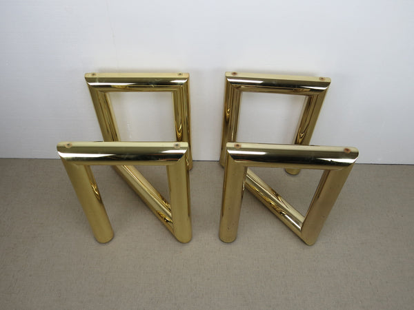 edgebrookhouse - 1970s Tubular Brass and Glass Zig-Zag End Tables by Pace - a Pair