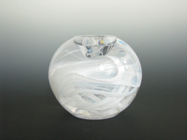 edgebrookhouse - Kosta Boda Cool Moon Glass Tealight Candle Holder White Swirl Design by Anna Ehrner