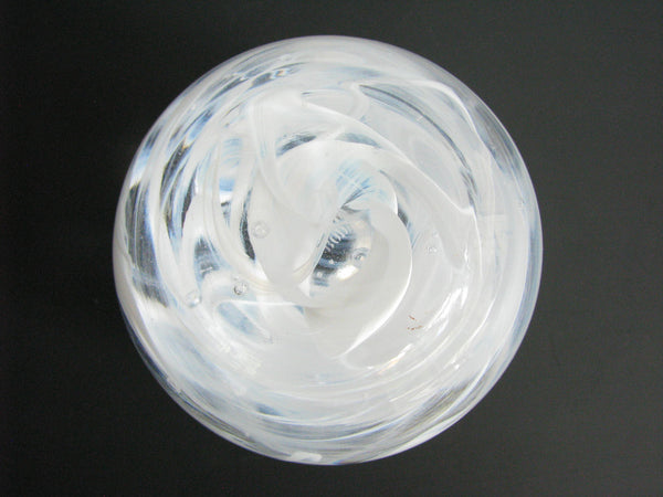 edgebrookhouse - Kosta Boda Cool Moon Glass Tealight Candle Holder White Swirl Design by Anna Ehrner