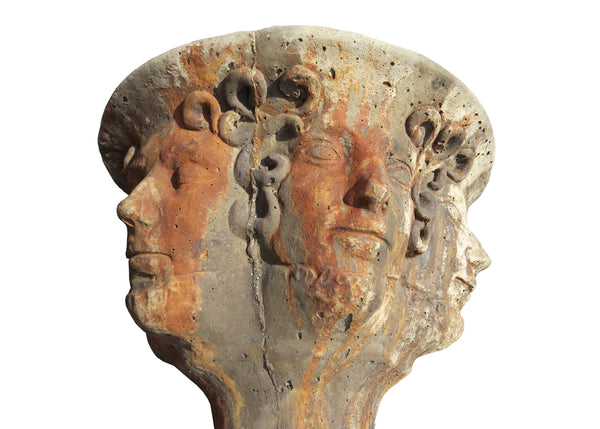 edgebrookhouse - Large Vintage Cast Concrete Medusa Head Sculptural Pedestal Planter