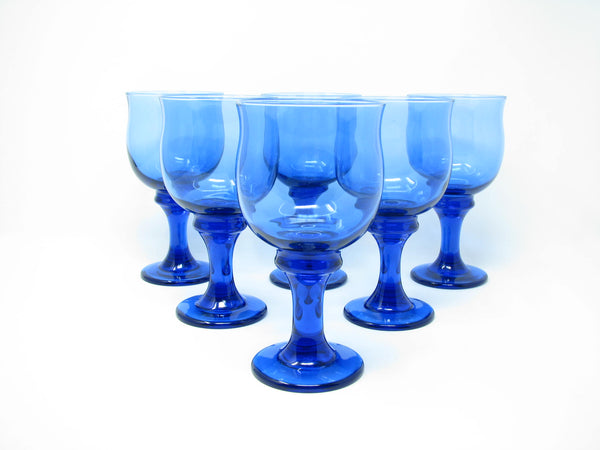 edgebrookhouse - Libbey Glass Company Clarion Mediterranean Blue Goblets - 6 Pieces