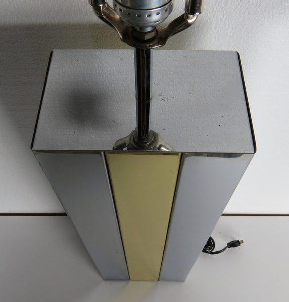 edgebrookhouse - mid century modern chrome and brass sonneman table lamp