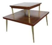 edgebrookhouse - Mid-Century Modern Mahogany and Brass Stacking Occasional Tables by Lane - Set of 2
