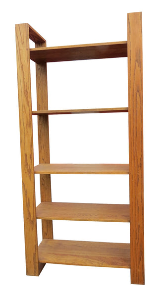 edgebrookhouse - mid century modern solid oak 5 shelf etagere or bookshelf