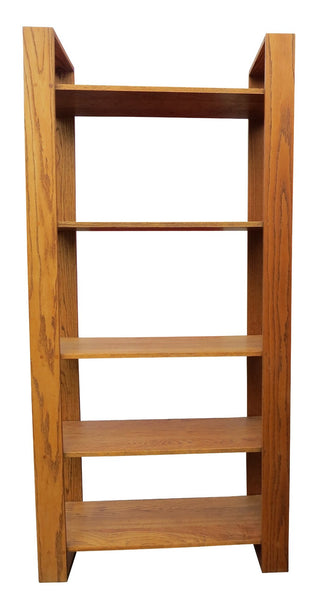 edgebrookhouse - mid century modern solid oak 5 shelf etagere or bookshelf