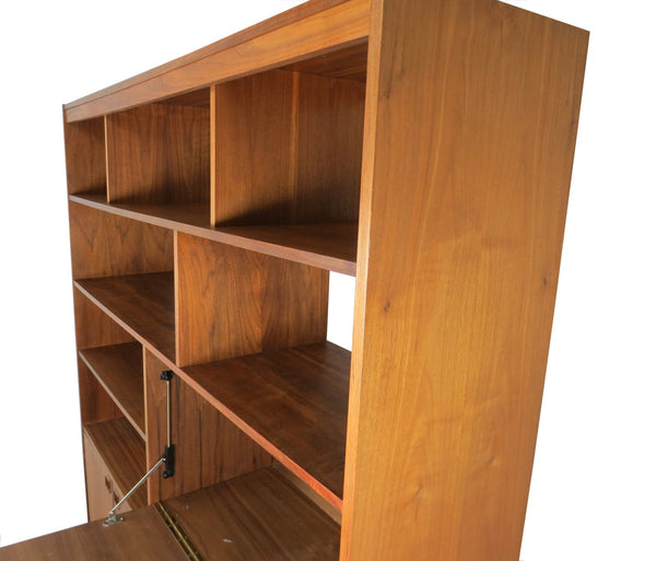 edgebrookhouse - mid century modern rosewood bookcase with built in secretary desk