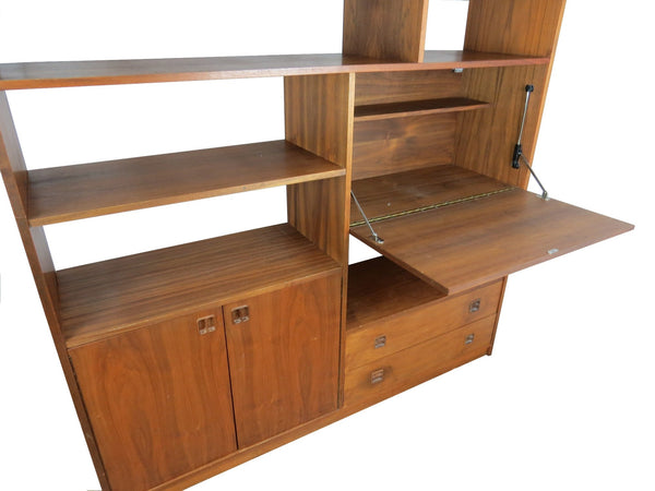 edgebrookhouse - mid century modern rosewood bookcase with built in secretary desk