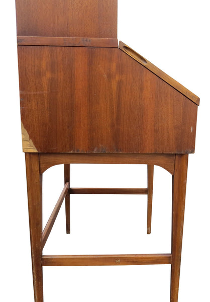 edgebrookhouse - mid century modern walnut drop front secretary desk with bookshelf