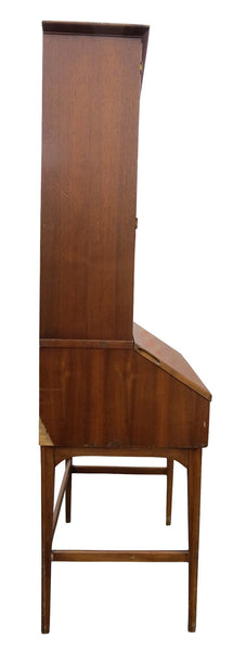 edgebrookhouse - mid century modern walnut drop front secretary desk with bookshelf