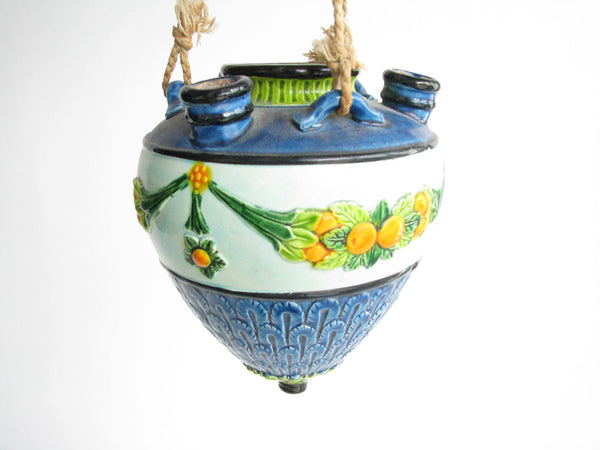 edgebrookhouse - Mid 20th Century Hanging Majolica Pottery Planter