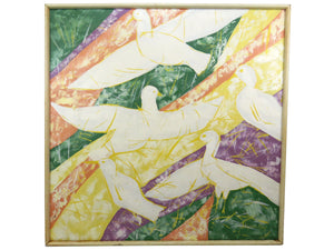 edgebrookhouse - Mid Century Stephen Kaye Abstract Oil on Canvas of Flying Flock of Birds