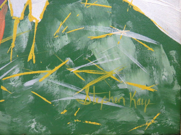edgebrookhouse - Mid Century Stephen Kaye Abstract Oil on Canvas of Flying Flock of Birds