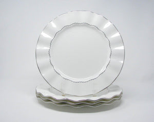 edgebrookhouse - Mikasa Platinum Ring Dinner Plates with Platinum Detail and Ruffle Edge - Set of 4