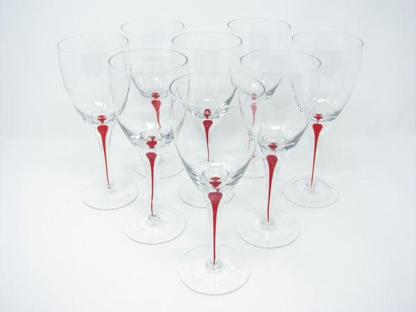 edgebrookhouse - Modern Block Artesia Wine Goblets with Red Stripe in Stem -  8 Pieces