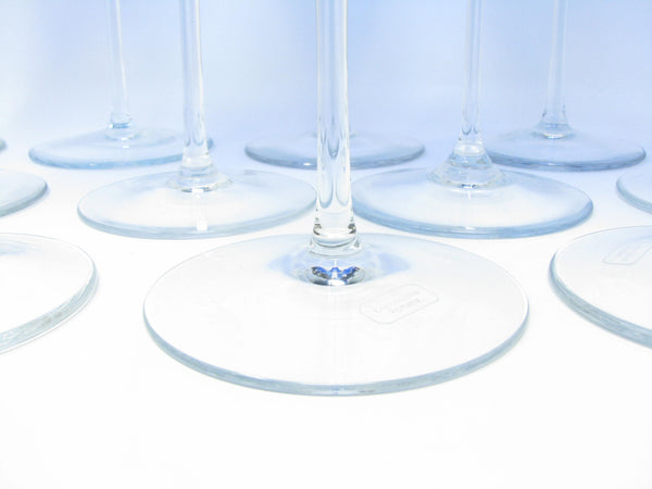 edgebrookhouse - Modern Crate & Barrel Cobalt Blue Fluted Champagne Glasses Made in Romania - 12 Pieces