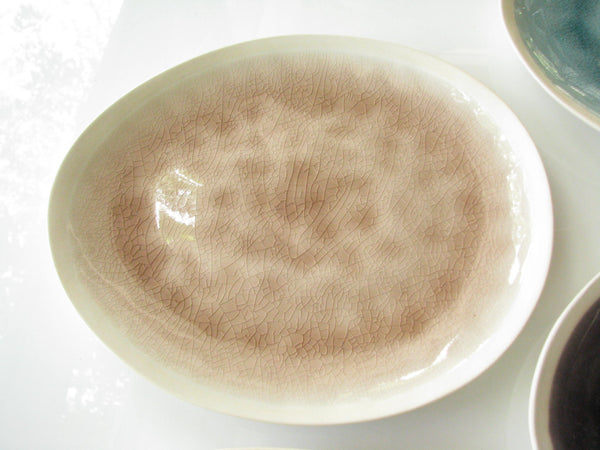 edgebrookhouse - Modern Gaia Organic Shaped Stoneware Plates with Crackle Glaze Mix Match - Set of 7