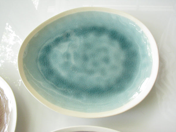 edgebrookhouse - Modern Gaia Organic Shaped Stoneware Plates with Crackle Glaze Mix Match - Set of 7