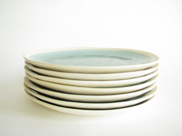 edgebrookhouse - Modern Gaia Organic Shaped Stoneware Plates with Crackle Glaze Mix Match - Set of 7