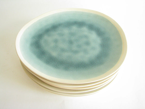 edgebrookhouse - Modern Gaia Organic Shaped Stoneware Plates with Crackle Glaze Mix Match - Set of 7