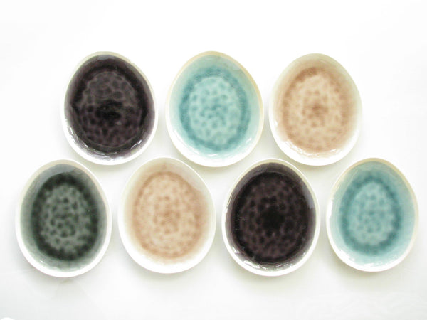 edgebrookhouse - Modern Gaia Organic Shaped Stoneware Plates with Crackle Glaze Mix Match - Set of 7