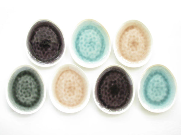 edgebrookhouse - Modern Gaia Organic Shaped Stoneware Plates with Crackle Glaze Mix Match - Set of 7