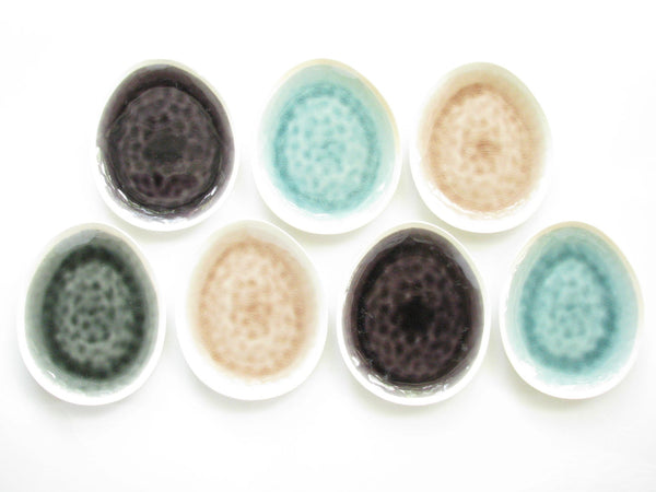 edgebrookhouse - Modern Gaia Organic Shaped Stoneware Plates with Crackle Glaze Mix Match - Set of 7