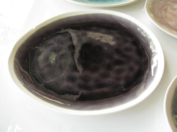 edgebrookhouse - Modern Gaia Organic Shaped Stoneware Plates with Crackle Glaze Mix Match - Set of 7