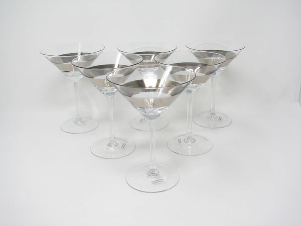 edgebrookhouse - Modern Savoy Martini Glasses with Wide Platinum Band by Crate & Barrel - 6 Pieces