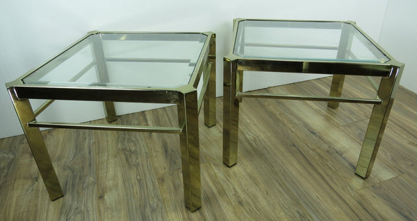 edgebrookhouse - Modern Brass and Glass End Tables - a Pair