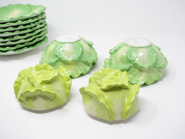 edgebrookhouse - Mottahedeh Stately Homes Green Lettuce Salad Plates and Lettuce Boxes Made in Italy - 10 Pieces