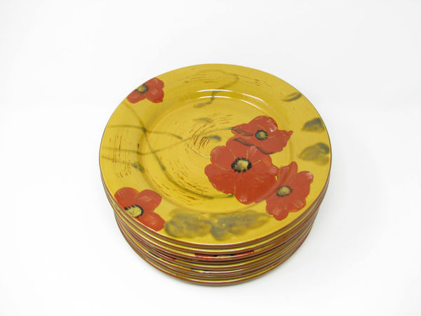 edgebrookhouse - Nanette Vacher Fleur Rouge Red Floral Dinner Plates by Ambience - 8 Pieces