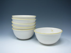 edgebrookhouse - Nikko Japan Bee Happy Yellow & White Bowls with Wicker Trim and Floral, Bee Design - 6 Pieces
