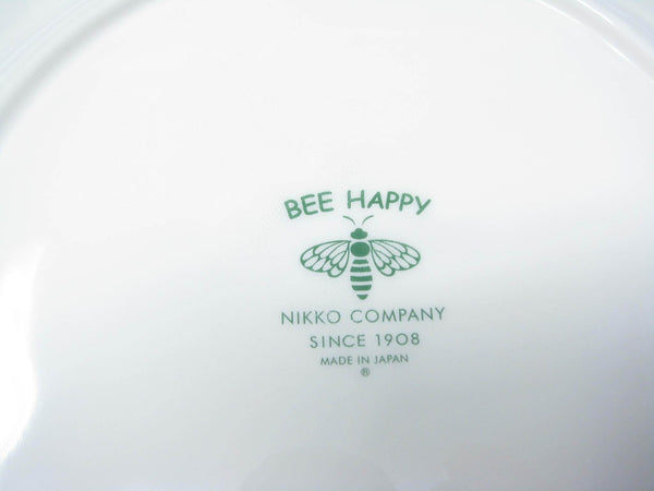 edgebrookhouse - Nikko Japan Bee Happy Yellow & White Dinner Plates with Wicker Trim and Floral, Bee Design - 6 Pieces