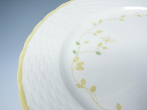 edgebrookhouse - Nikko Japan Bee Happy Yellow & White Dinner Plates with Wicker Trim and Floral, Bee Design - 6 Pieces