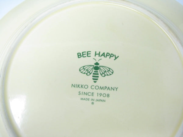 edgebrookhouse - Nikko Japan Bee Happy Yellow & White Salad Plates with Wicker Trim and Floral, Bee Design - 6 Pieces