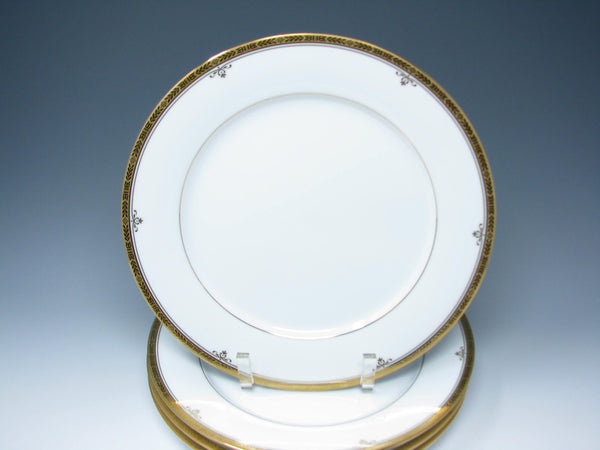 edgebrookhouse - Noritake Buckingham Gold Dinner Plates with Gold Encrusted Band- 4 Pieces