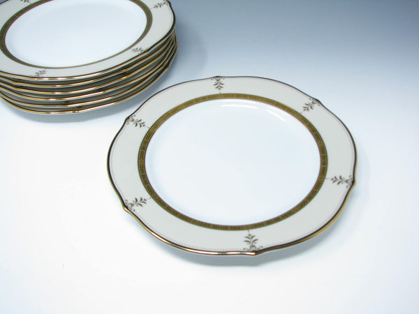 edgebrookhouse - Noritake Buckingham Gold Salad Plates with Gold Encrusted Band - 7 Pieces