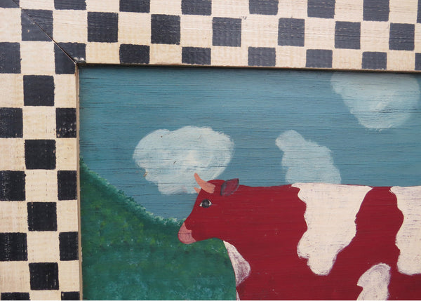 edgebrookhouse - Original Bamma Quates Alabama Folk Art Painting of a Cow Signed and Dated