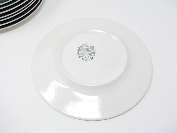 edgebrookhouse - Pagnossin Treviso Italy Ironstone Salad Plates with Maroon Band and Green Rim - 8 Pieces