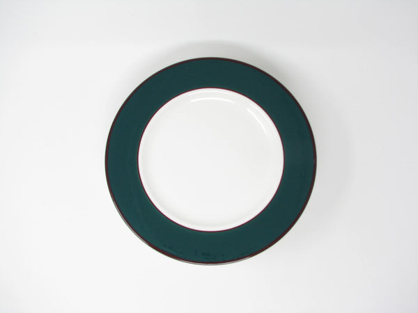 edgebrookhouse - Pagnossin Treviso Italy Ironstone Salad Plates with Maroon Band and Green Rim - 8 Pieces