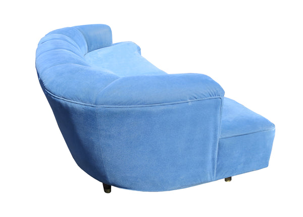 edgebrookhouse - Period 1930s French Art Deco D-Shaped Curved Sofa With Scalloped Back