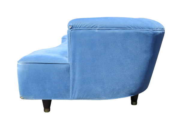 edgebrookhouse - Period 1930s French Art Deco D-Shaped Curved Sofa With Scalloped Back