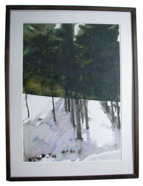 edgebrookhouse - Late 20th Century Robert Highsmith Watercolor of Winter Scene