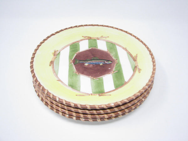edgebrookhouse - S. Riggsbee White Zrike Lakeside Living Hand-Painted Ceramic Salad Plates - Set of 4