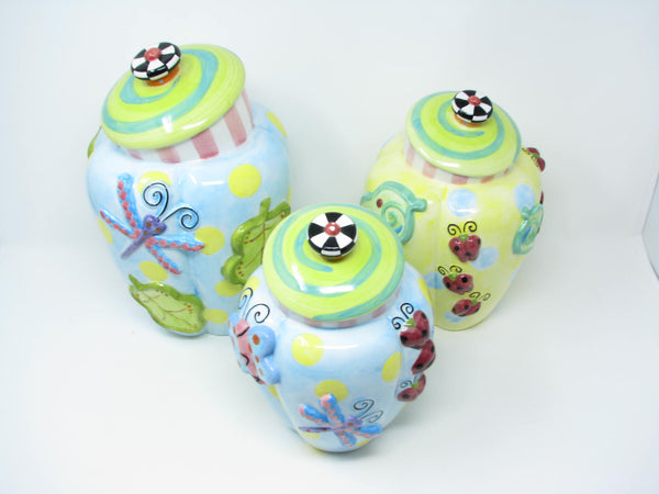 edgebrookhouse - Shannon McGraw for Ganz Colorful Butterfly Lidded Canister Set - 3 Pieces