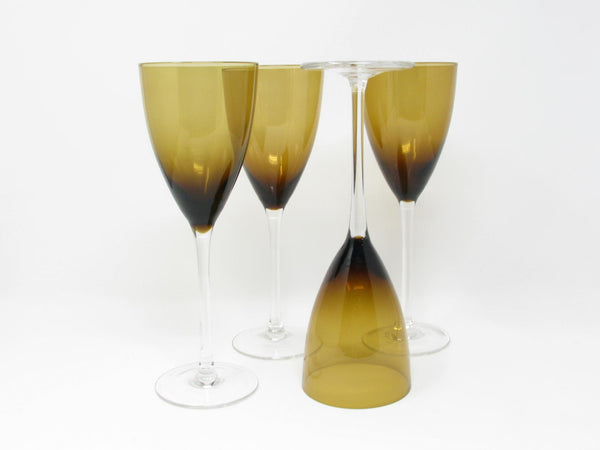 edgebrookhouse - Tall Dark Brown Hand-Blown Glass Champage Flutes or Goblets - Set of 4