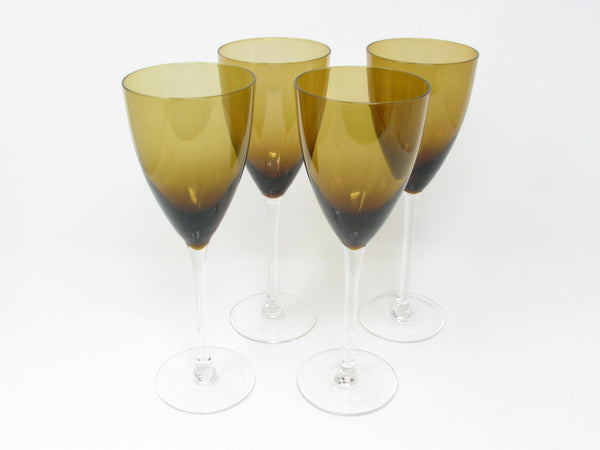 edgebrookhouse - Tall Dark Brown Hand-Blown Glass Champage Flutes or Goblets - Set of 4