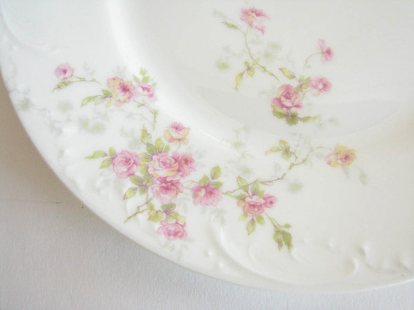 edgebrookhouse - Antique Theodore Haviland Limoges Porcelain Salad Plates with Floral Design and Embossed Rim - Set of 4