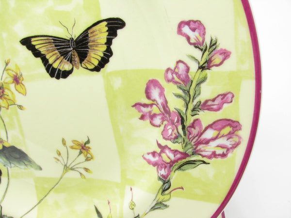 edgebrookhouse - Tracy Porter Sweet Briar Rose Ceramic Dinner Plates with Berry and Butterfly Pattern - 6 Pieces